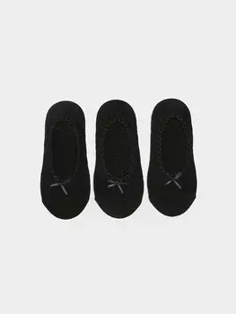 Женские носки-балерины с бантом, 3 шт. LCW DREAM, черный