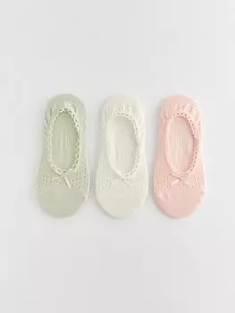 Женские носки-балерины с рисунком, 3 шт. LCW DREAM, пастельный зеленый