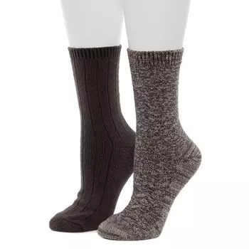 Женские носки Cuddl Duds, 2 пары широких носков с плюшевым наполнителем Spacedye и шевронной текстурой, цвет Java