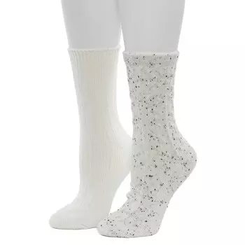 Женские носки Cuddl Duds из 2 комплектов с плюшевым наполнителем и крапинками, с цепочкой и косичками, для экипажа, цвет Egret