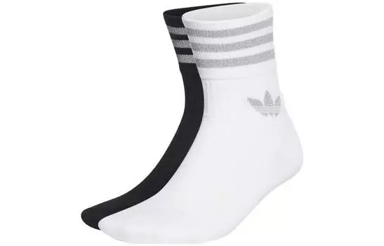 Женские носки до колена Adidas Originals, цвет 1 set of 2 double (white + black)