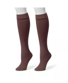 Женские носки до колена с флисовой подкладкой, 2 пары, черный/черный, размер S/M MUK LUKS, мультиколор