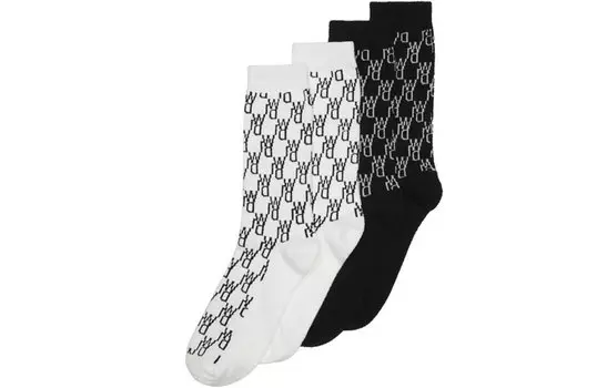 Женские носки до колена WE11DONE, 2 Pack (Black+White)
