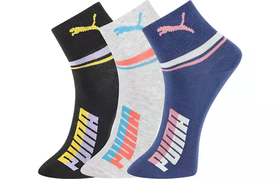 Женские носки до середины икры PUMA, 3 Pack (003 Black/Blue/Gray)