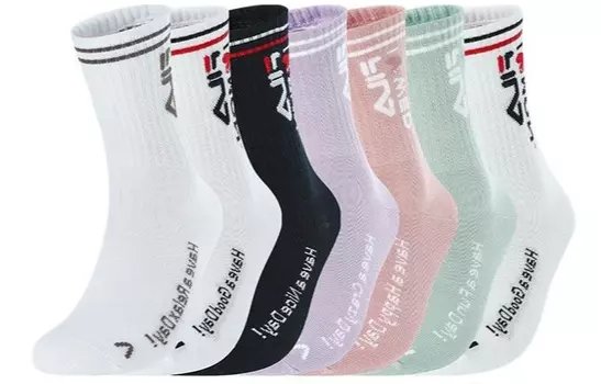 Женские носки FILA до середины икры, цвет 7 pairs (standard white / growth green / snow blue pink / fragra