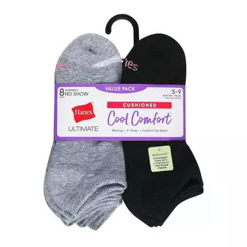 Женские носки Hanes Ultimate Cool Comfort, 8 пар мягких носков-непоказов HWUCN8 Hanes, белый
