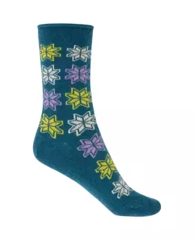 Женские носки из кашемира/шерсти со снежным цветком и манжетами-рулетами Punto Blanco, синий