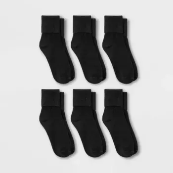 Женские носки Mary Jane Fold Over Cuff Crew Socks, 6 пар - A New Day