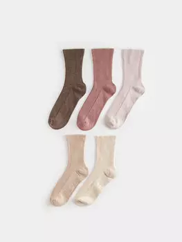 Женские носки на плоской подошве, 5 шт. LCW DREAM, светло-коричневый меланж