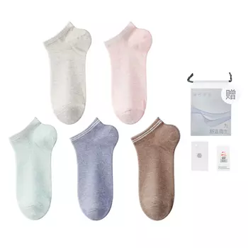 Женские носки-невидимки WARRIOR, Light Apricot, Light Pink, Light Green, Lake Blue, Coffee[5 Pack]