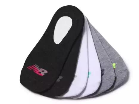 Женские носки No Show Liners - 6 пар New Balance, Black/White/Grey