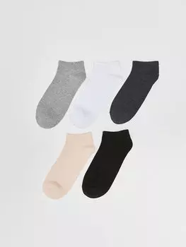Женские носки-пинетки на плоской подошве, 5 шт. LCW DREAM, серый меланж