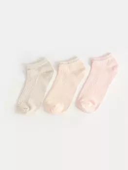 Женские носки-пинетки с рисунком, 3 пары носков LCW DREAM, бежевый меланж