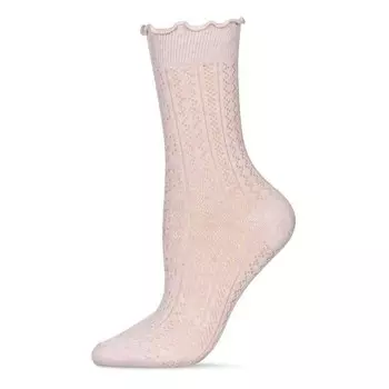 Женские носки Pointelle Crew с манжетами и рюшами в форме сердца MeMoi, цвет Pink Heather