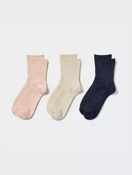 Женские носки с блестками 3p Uniqlo, розовый