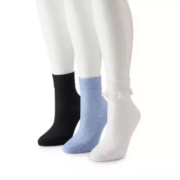 Женские носки с кружевной отделкой и отворотом, 3 пары Madden Girl, мультиколор