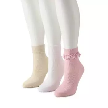 Женские носки с кружевной отделкой и отворотом, 3 пары Madden Girl, мультиколор