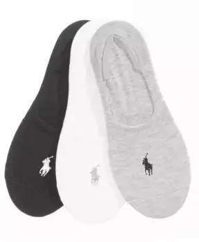 Женские носки-следки плоской вязки, 3 пары Polo Ralph Lauren, белый