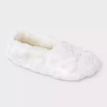 Женские носки-тапочки из искусственного меха с удобными застежками-липучками - Auden, цвет Ivory