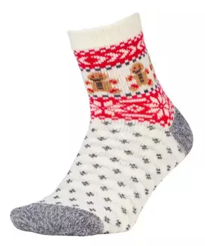 Женские носки в полоску Northeast Outfitters Cosy Cabin в скандинавском стиле с изображением значка, цвет Red Gingerbread
