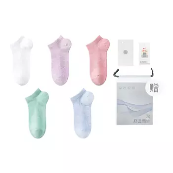 Женские носки Warrior Ankle Socks, коробка, 5 пар, [5 Pack]White, Light Purple, Light Pink, Light Green, Light Green