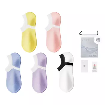 Женские носки Warrior No Show, 5 пар, желтый/розовый/синий/фиолетовый/белый