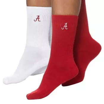 Женские носки ZooZatz Crimson/White Alabama Crimson Tide, две пары четвертьдлинных носков