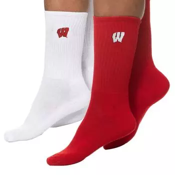 Женские носки ZooZatz Red/White Wisconsin Badgers, 2 пары четвертьдлинных носков