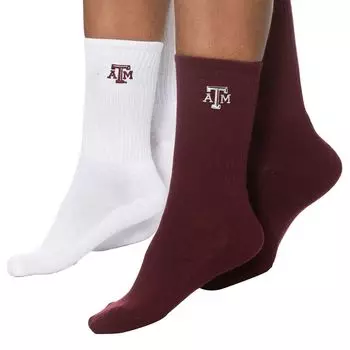Женские носки ZooZatz темно-бордового/белого цвета Texas A&M Aggies, комплект из 2 четверть длины