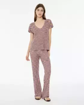 Женские облегающие брюки-клеш из трикотажа с люрексом System Action, мультиколор