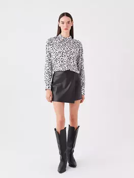 Женские облегающие кожаные шорты, прямые шорты, юбка LCW Casual