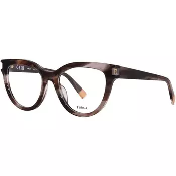 Женские очки Furla VFU679 06BZ, серые в полоску, кошачий глаз во всю оправу, 51 мм
