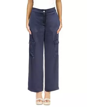 Женские однотонные атласные брюки-карго Michael Kors, цвет Midnight Blue
