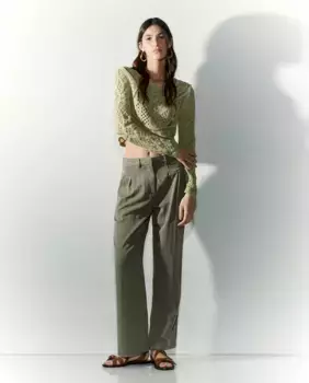 Женские однотонные брюки с кокеткой Tintoretto, оливковый