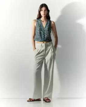 Женские однотонные брюки с кокеткой Tintoretto, соломенно-желтый