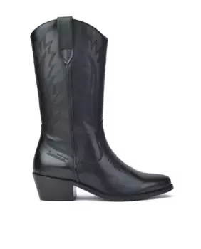 Женские однотонные кожаные ботинки средней длины в ковбойском стиле Bonaventure, черный