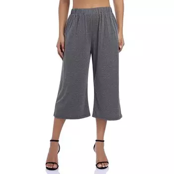 Женские однотонные повседневные широкие брюки Palazzo с эластичной резинкой на талии и карманами Kojooin, серый