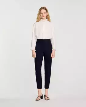 Женские однотонные прямые брюки с завышенной талией Sandro, черный