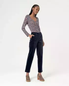 Женские однотонные прямые вельветовые брюки Surkana, темно-синий