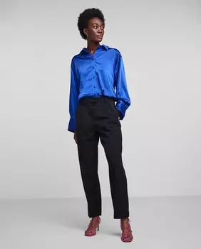 Женские однотонные расклешенные брюки с завышенной талией Yas, черный