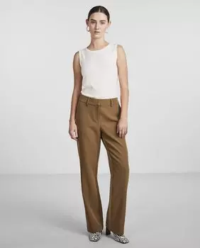 Женские однотонные расклешенные брюки с завышенной талией Yas, коричневый