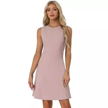 Женские однотонные расклешенные платья трапециевидной формы без рукавов для работы ALLEGRA K, цвет Dusty Pink