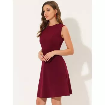 Женские однотонные расклешенные платья-трапеции без рукавов для работы ALLEGRA K, темно-зеленый