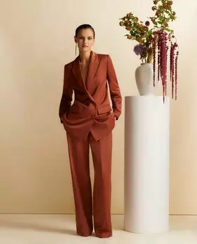 Женские однотонные широкие брюки El Corte Ingls, коричневый