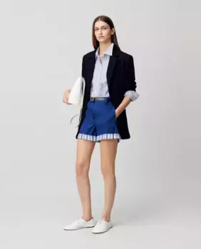 Женские однотонные шорты с полосатым подолом Claudie Pierlot, тёмно-синий