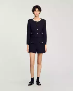 Женские однотонные шорты с завышенной талией Sandro, чёрный