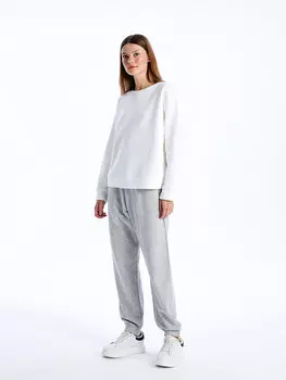 Женские однотонные спортивные штаны для джоггеров с эластичной резинкой на талии LCW Modest, светло-серый меланж