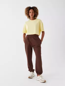 Женские однотонные спортивные штаны для джоггеров с эластичной резинкой на талии XSIDE, коричневый