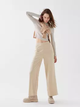 Женские однотонные спортивные штаны с эластичной резинкой на талии LCW Casual, бежевый