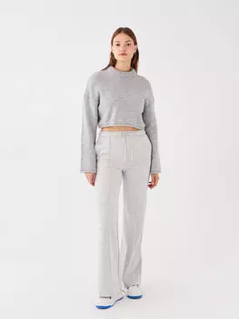 Женские однотонные спортивные штаны с эластичной резинкой на талии LCW Casual, серый меланж